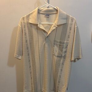 Classic Beige Polo Shirt with Stripes